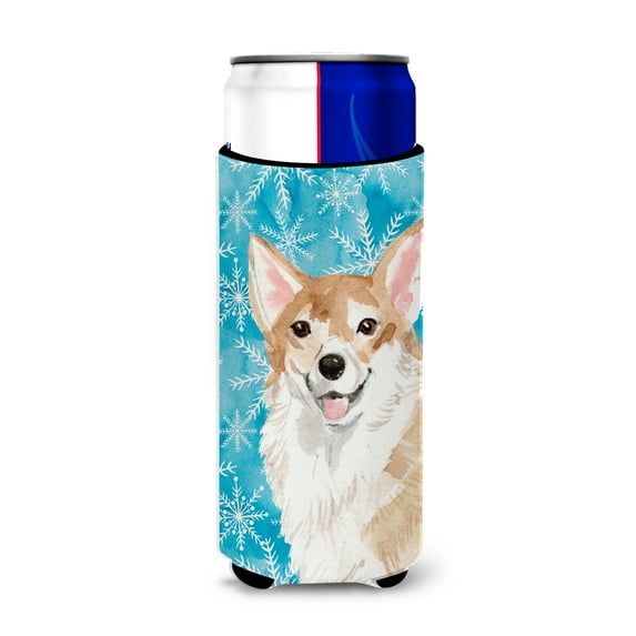 Carolines Treasures BB9449MUK Corgi Winter Michelob Ultra Hugger for slim cans  Slim Can multicolor