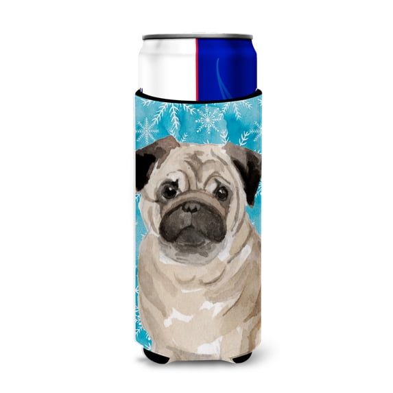 Carolines Treasures BB9461MUK Fawn Pug Winter Michelob Ultra Hugger for slim cans Slim Can multicolor