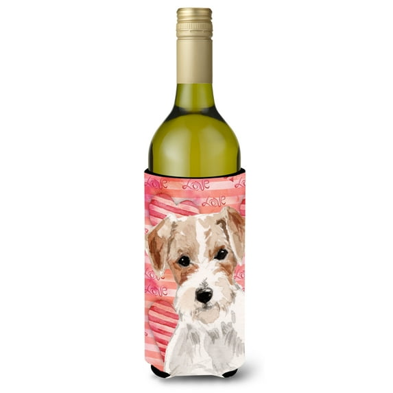 Carolines Treasures BB9473LITERK Wire Hair Jack Russell Love Wine Bottle Beverge Insulator Hugger Wine Bottle