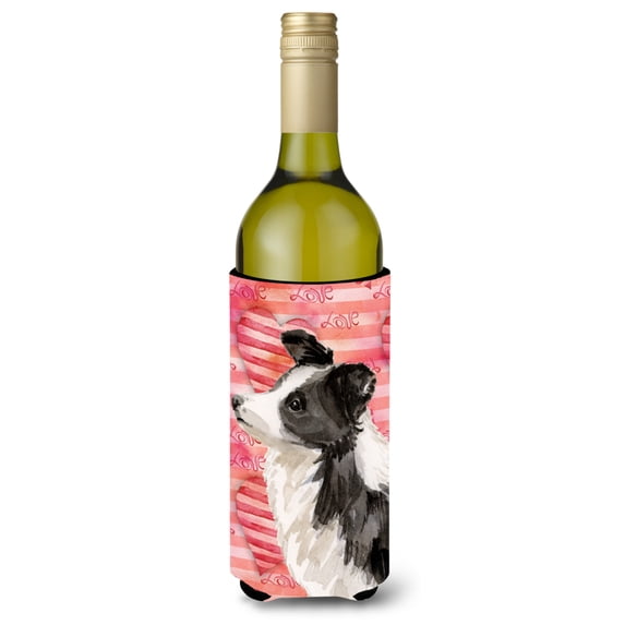 Carolines Treasures BB9478LITERK Border Collie Love Wine Bottle Beverge Insulator Hugger Wine Bottle multicolor