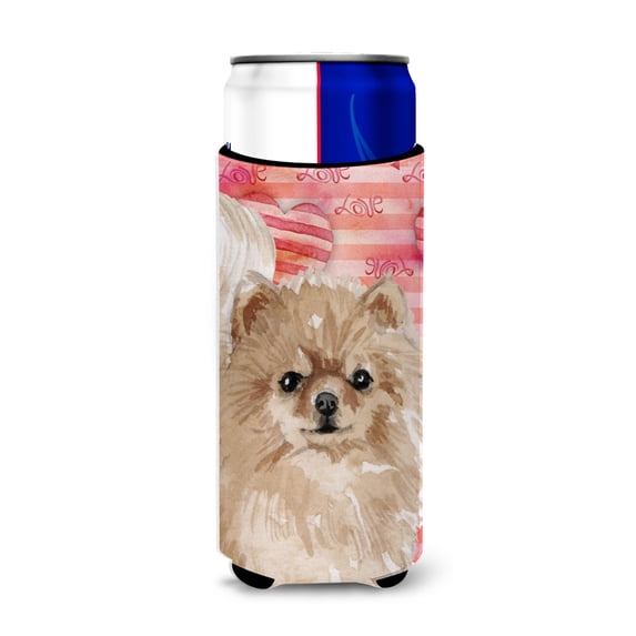 Carolines Treasures BB9495MUK Pomeranian Love Michelob Ultra Hugger for slim cans  Slim Can multicolor