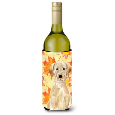 Carolines Treasures BB9506LITERK Yellow Labrador Fall Wine Bottle Beverge Insulator Hugger  Wine Bottle multicolor