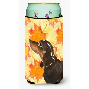 Carolines Treasures BB9510TBC Black and Tan Dachshund Fall Tall Boy Beverage Insulator Hugger  Tall Boy multicolor