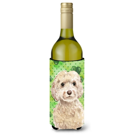 Carolines Treasures BB9550LITERK Champagne Cockapoo St. Patricks Wine Bottle Beverge Insulator Hugger Wine Bottle