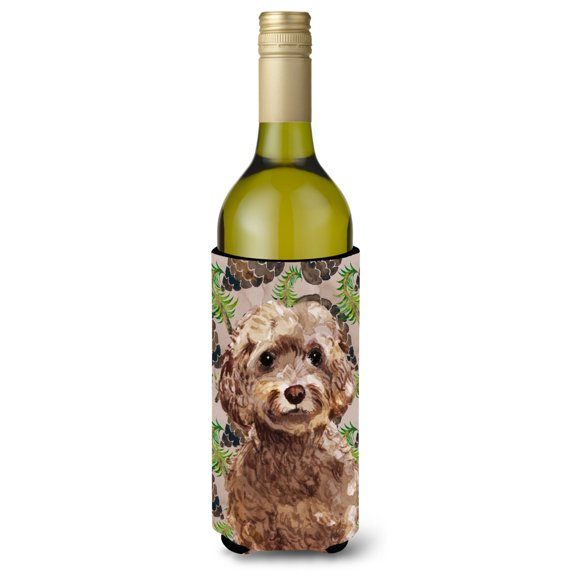 Carolines Treasures BB9584LITERK Brown Cockapoo Pine Cones Wine Bottle Beverge Insulator Hugger Wine Bottle multicolor