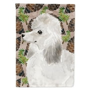 Carolines Treasures BB9596CHF White Standard Poodle Pine Cones Flag Canvas House Size , Large, multicolor