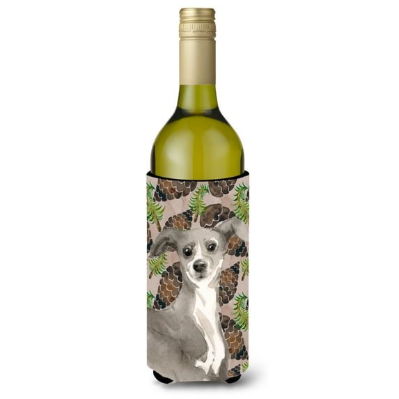 Carolines Treasures BB9597LITERK Italian Greyhound Pine Cones Wine Bottle Beverge Insulator Hugger Wine Bottle