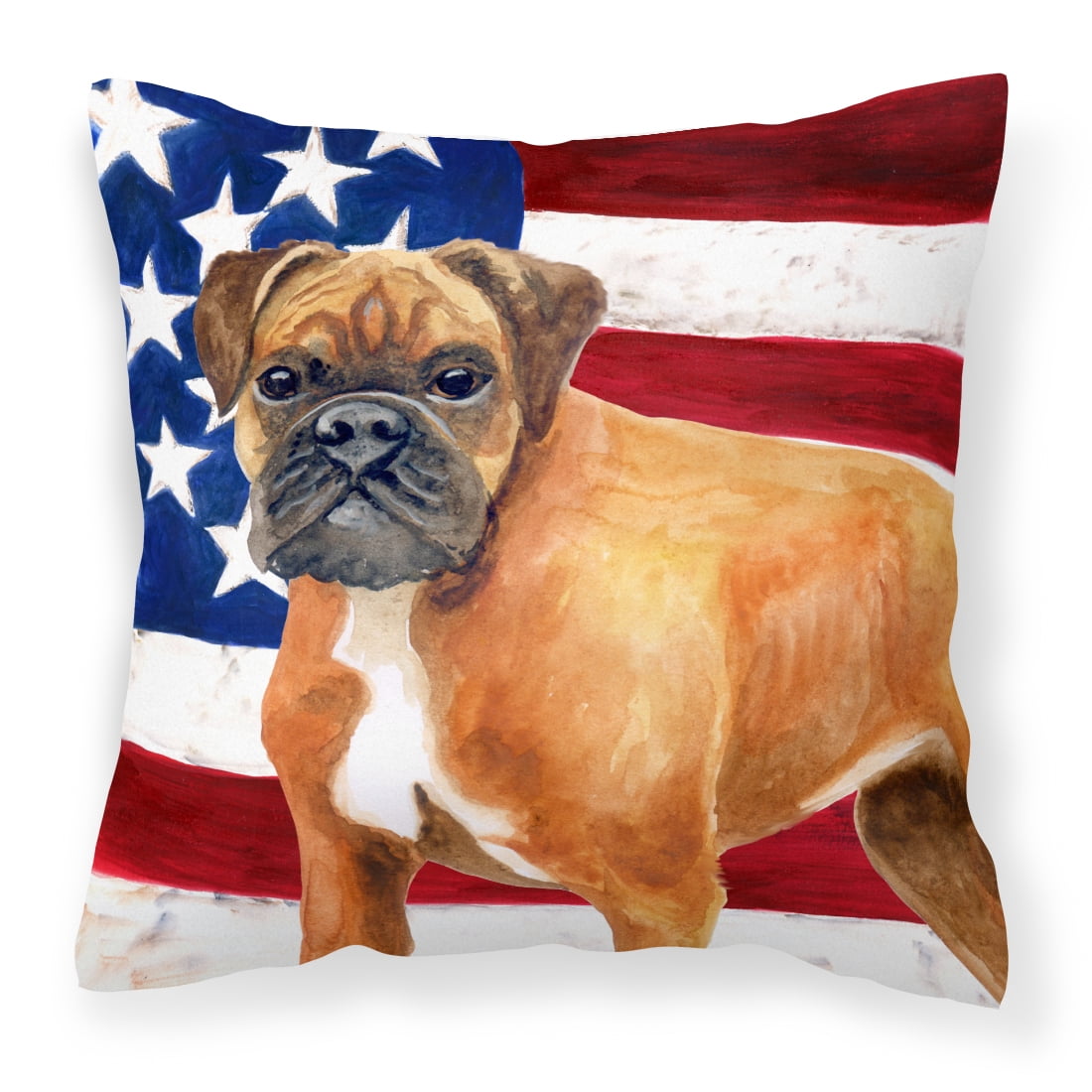 Carolines Treasures BB9640PW1414 German Boxer Patriotic Fabric Decorative Pillow 14Hx14W multicolor
