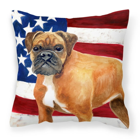 Carolines Treasures BB9640PW1414 German Boxer Patriotic Fabric Decorative Pillow  14Hx14W multicolor