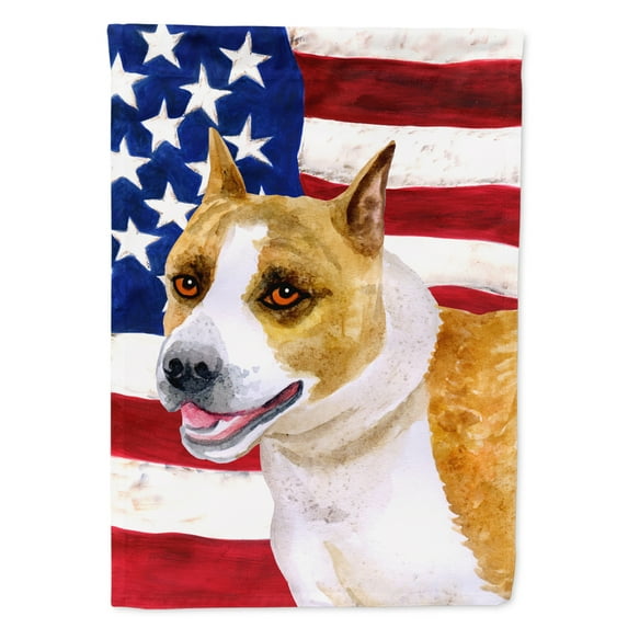 Carolines Treasures BB9644GF American Staffordshire Patriotic Flag Garden Size Small multicolor