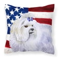 thumbnail image 1 of Carolines Treasures BB9651PW1818 Maltese Patriotic Fabric Decorative Pillow  18H x18W multicolor, 1 of 2