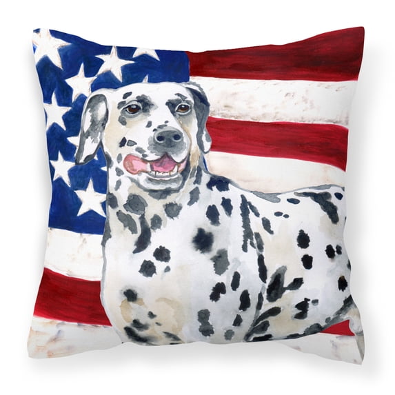 Carolines Treasures BB9653PW1414 Dalmatian Patriotic Fabric Decorative Pillow 14Hx14W multicolor