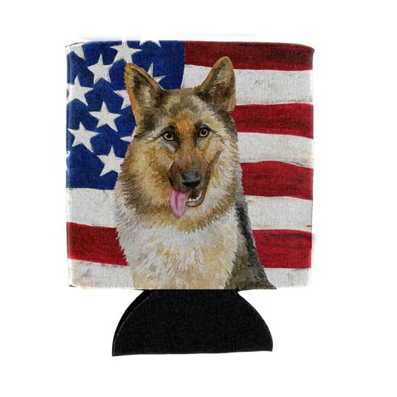 Carolines Treasures BB9654CC German Shepherd Patriotic Can or Bottle Hugger Can Hugger multicolor