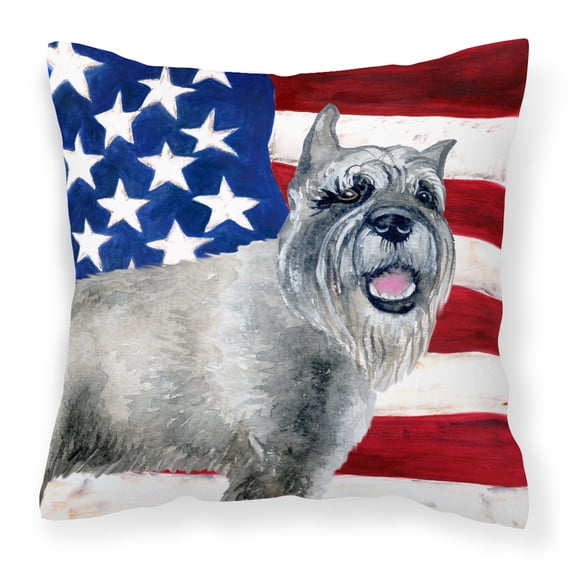 Carolines Treasures BB9662PW1414 Schnauzer Patriotic Fabric Decorative Pillow 14Hx14W multicolor