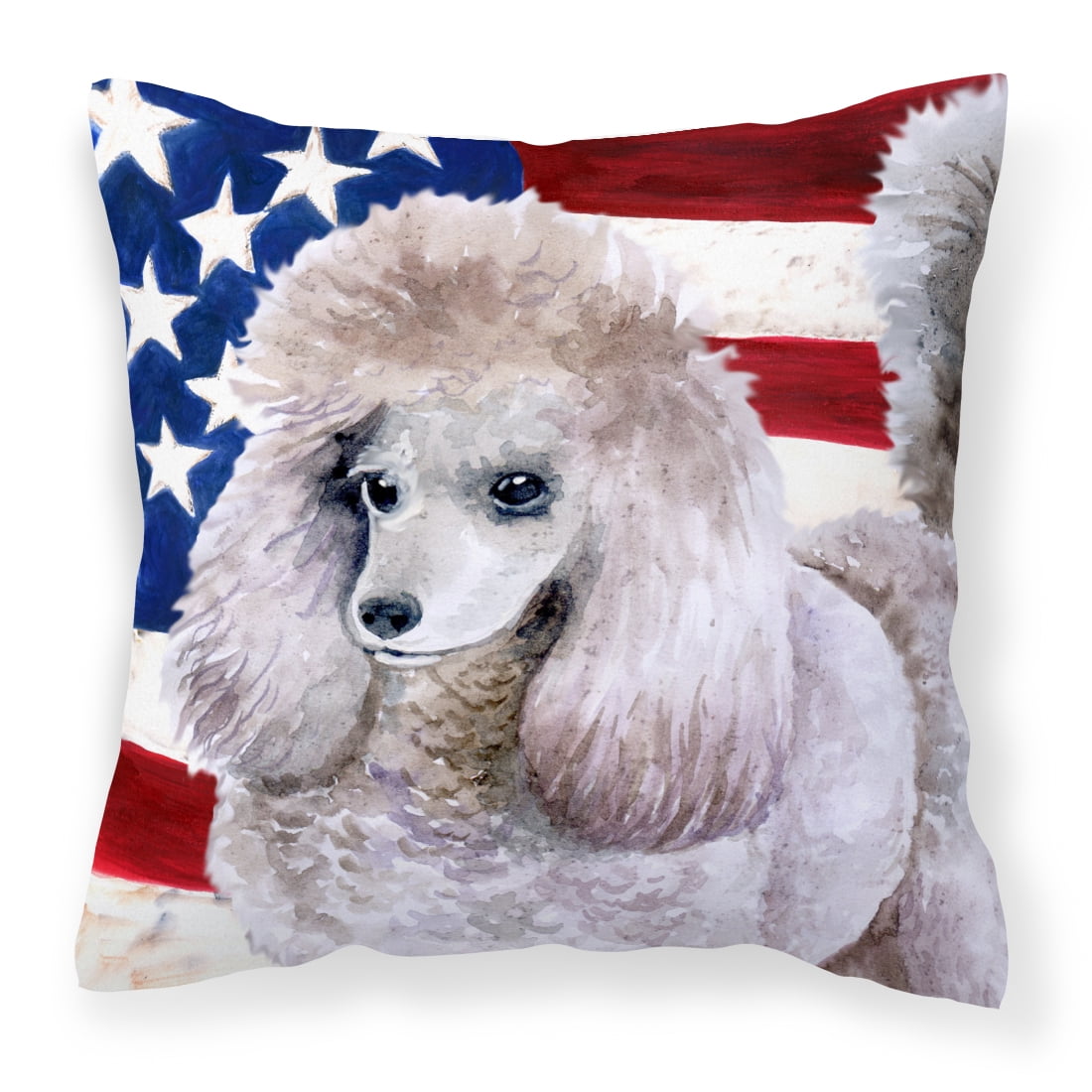 Carolines Treasures BB9665PW1414 Poodle Patriotic Fabric Decorative Pillow 14Hx14W multicolor