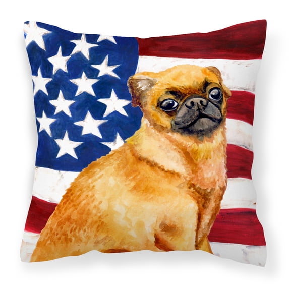 Carolines Treasures BB9667PW1414 Small Brabant Griffon Patriotic Fabric Decorative Pillow 14Hx14W multicolor