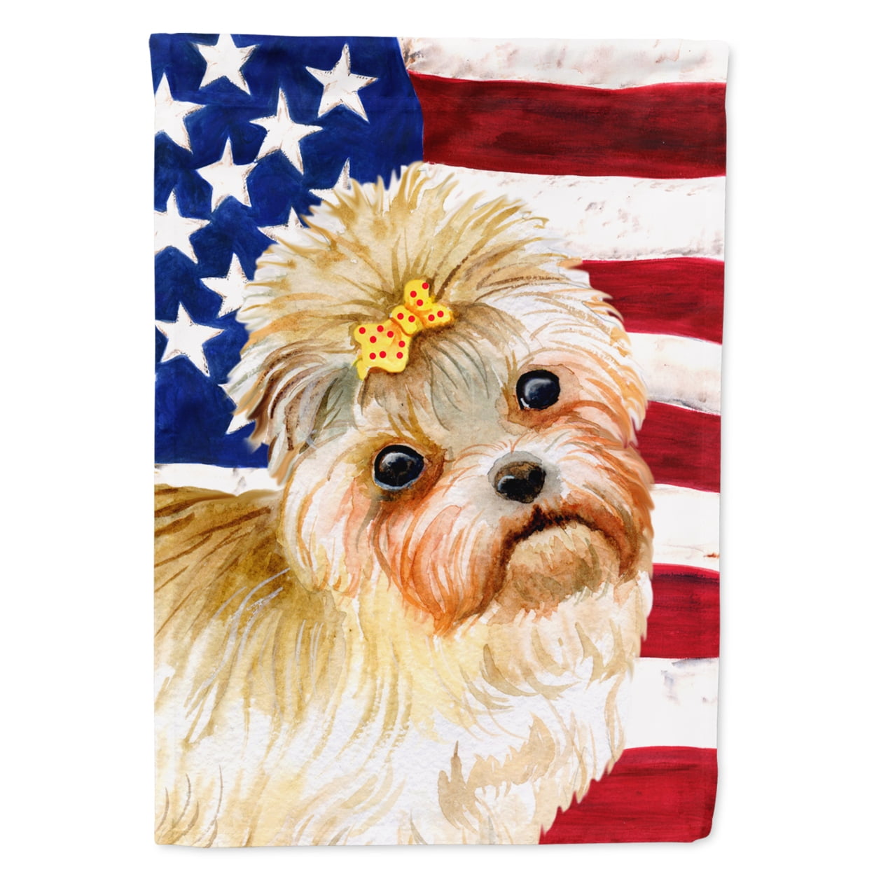 Carolines Treasures BB9668GF Morkie Patriotic Flag Garden Size  Small multicolor