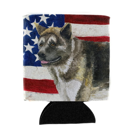 Carolines Treasures BB9669CC American Akita Patriotic Can or Bottle Hugger Can Hugger multicolor