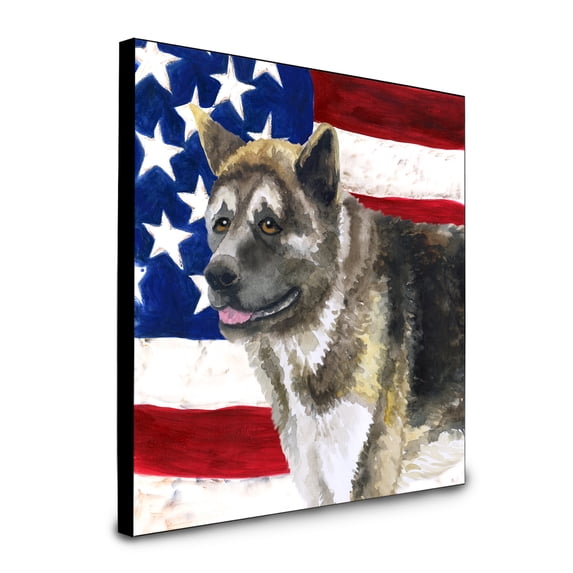 Carolines Treasures BB9669UP88 8 x 8 x 0.625 in. American Akita Patriotic Artwork Panel Wall Decor