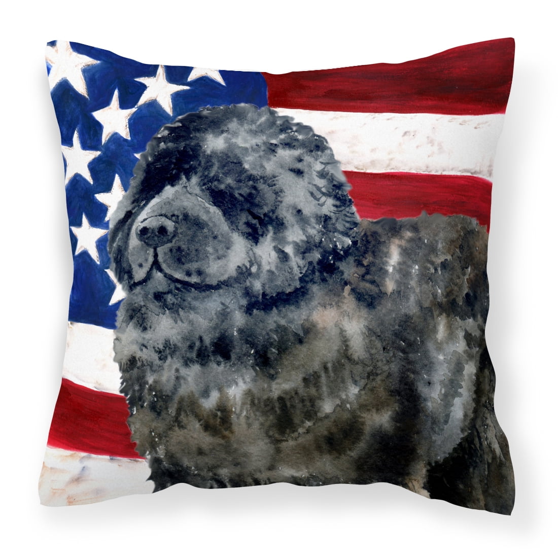 Carolines Treasures BB9671PW1414 Newfoundland Patriotic Fabric Decorative Pillow 14Hx14W multicolor