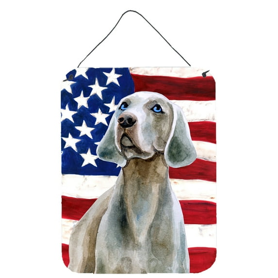 Carolines Treasures BB9674DS1216 Weimaraner Patriotic Wall or Door Hanging Prints 12WX16H multicolor