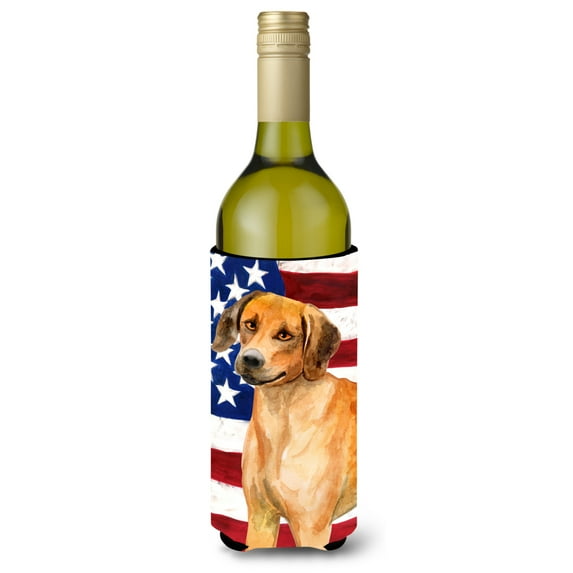 Carolines Treasures BB9676LITERK Rhodesian Ridgeback Patriotic Wine Bottle Beverge Insulator Hugger Wine Bottle