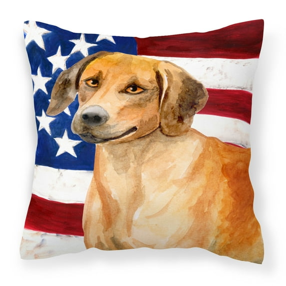 Carolines Treasures BB9676PW1818 Rhodesian Ridgeback Patriotic Fabric Decorative Pillow  18H x18W multicolor