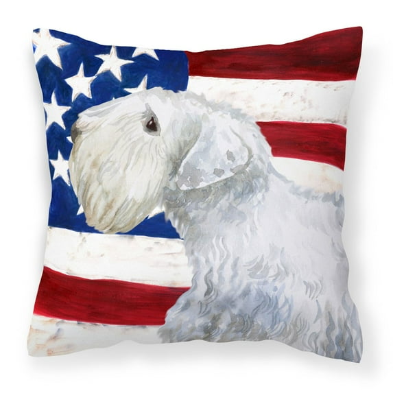 Carolines Treasures BB9684PW1818 Sealyham Terrier Patriotic Fabric Decorative Pillow  18H x18W multicolor