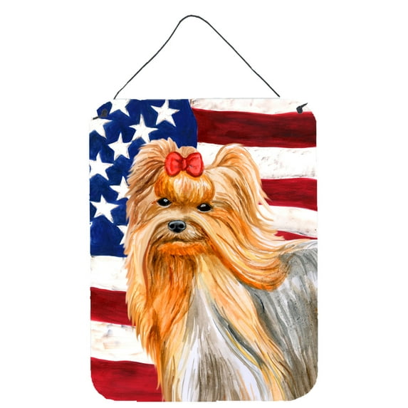 Carolines Treasures BB9685DS1216 Yorkshire Terrier Patriotic Wall or Door Hanging Prints 12WX16H multicolor