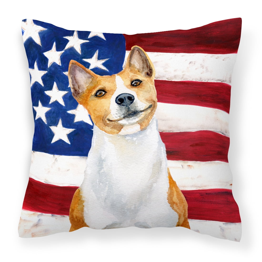 Carolines Treasures BB9692PW1414 Basenji Patriotic Fabric Decorative Pillow 14Hx14W multicolor