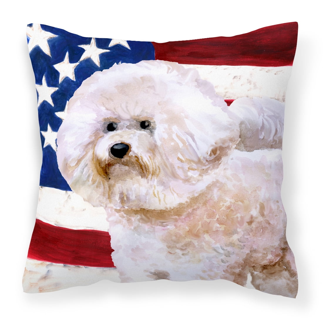 Carolines Treasures BB9705PW1414 Bichon Frise 2 Patriotic Fabric Decorative Pillow 14Hx14W multicolor