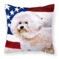 thumbnail image 1 of Carolines Treasures BB9705PW1818 Bichon Frise 2 Patriotic Fabric Decorative Pillow  18H x18W multicolor, 1 of 2