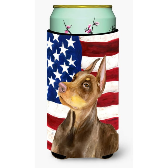 Carolines Treasures BB9709TBC Doberman Pinscher Patriotic Tall Boy Beverage Insulator Hugger  Tall Boy multicolor
