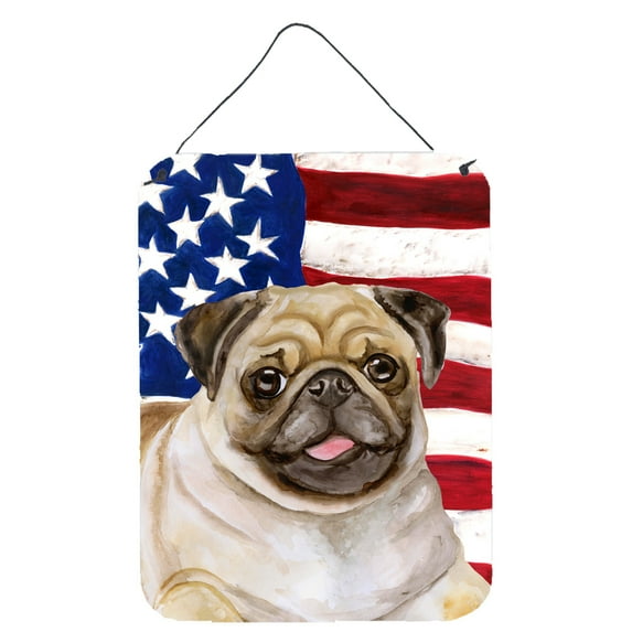 Carolines Treasures BB9718DS1216 Fawn Pug Patriotic Wall or Door Hanging Prints 12WX16H multicolor