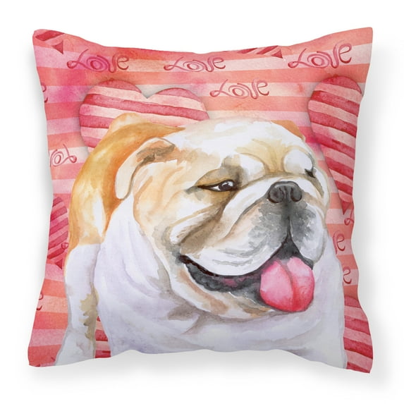 Carolines Treasures BB9726PW1818 English Bulldog Love Fabric Decorative Pillow 18H x18W multicolor