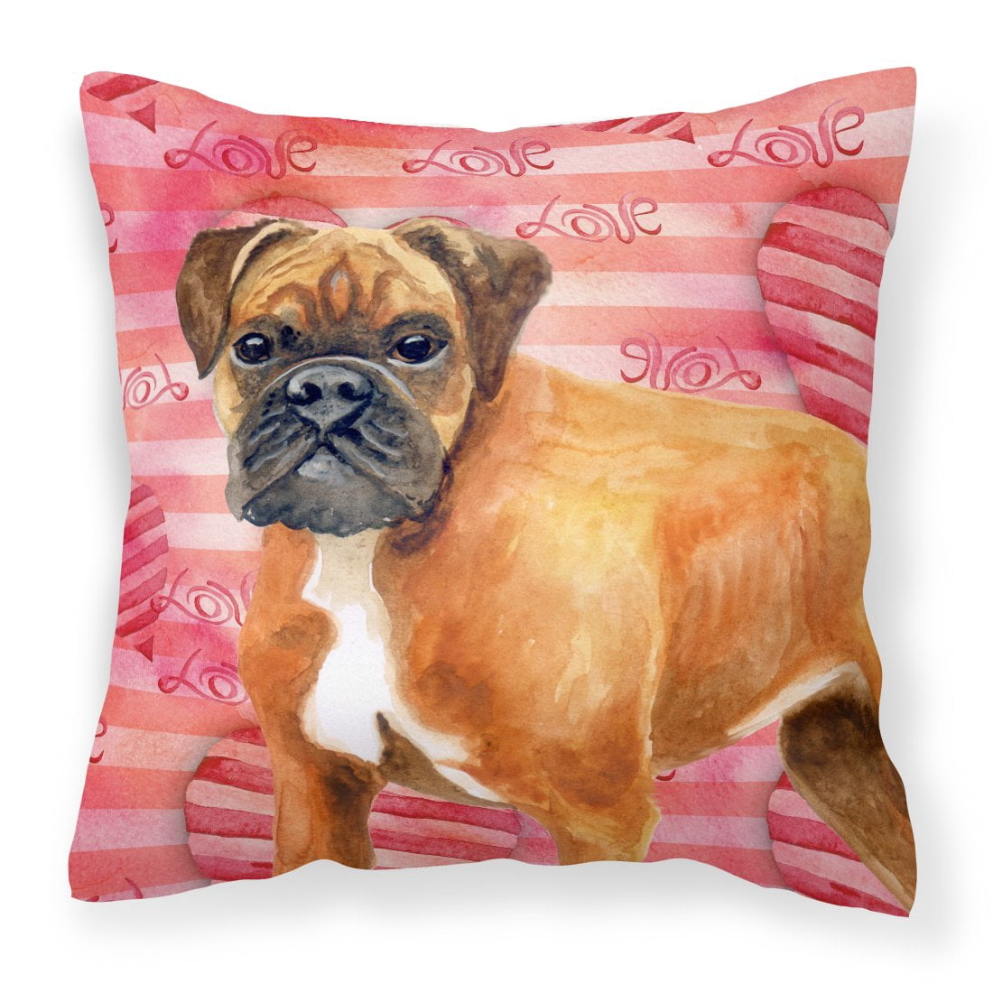 Carolines Treasures BB9727PW1414 German Boxer Love Fabric Decorative Pillow 14Hx14W multicolor