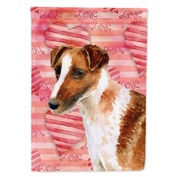 Carolines Treasures BB9734GF Smooth Fox Terrier Love Flag Garden Size  Small multicolor