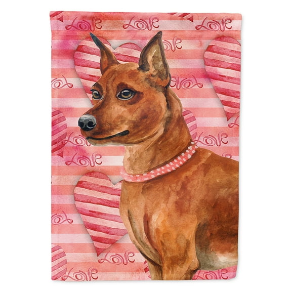 Carolines Treasures BB9743CHF Miniature Pinscher Love Flag Canvas House Size  Large multicolor