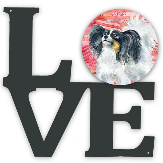 Carolines Treasures BB9744WALV Papillon Love Metal Wall Artwork LOVE Red 12X12 multicolor