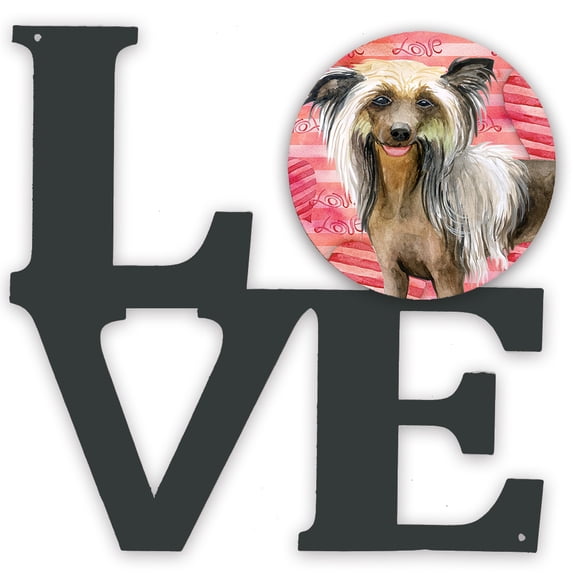Carolines Treasures BB9746WALV Chinese Crested Love Metal Wall Artwork LOVE Red 12X12 multicolor