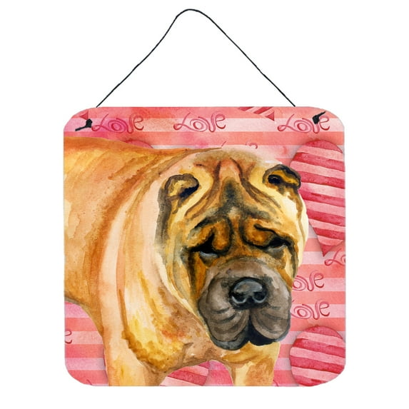 Carolines Treasures BB9748DS66 Shar Pei Love Wall or Door Hanging Prints Red 6HX6W multicolor