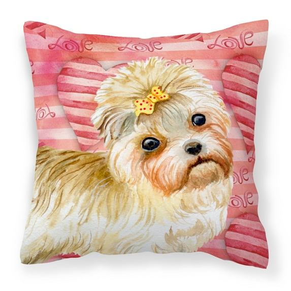 Carolines Treasures BB9755PW1818 Morkie Love Fabric Decorative Pillow 18H x18W multicolor