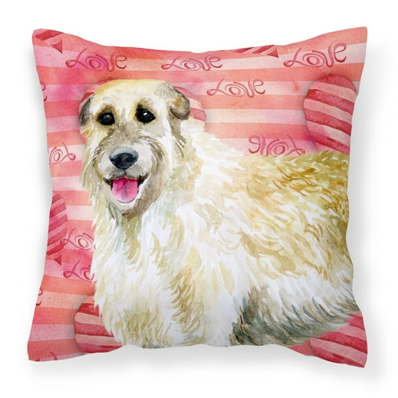 Carolines Treasures BB9757PW1414 Irish Wolfhound Love Fabric Decorative Pillow 14Hx14W multicolor