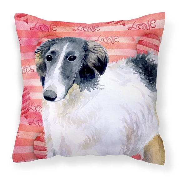 Carolines Treasures BB9759PW1818 Borzoi Love Fabric Decorative Pillow 18H x18W multicolor