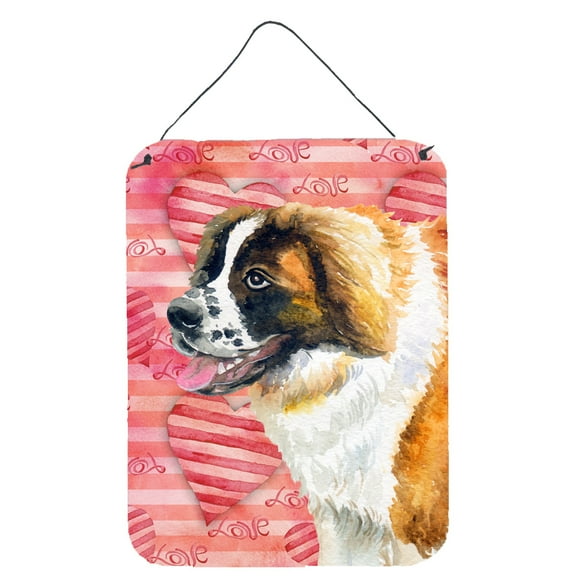 Carolines Treasures BB9766DS1216 Saint Bernard Love Wall or Door Hanging Prints Red 12WX16H multicolor