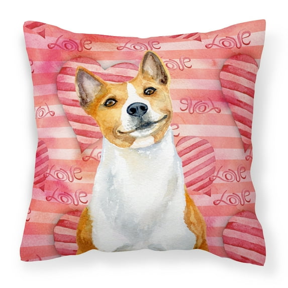 Carolines Treasures BB9779PW1818 Basenji Love Fabric Decorative Pillow 18H x18W multicolor