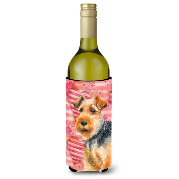 Carolines Treasures BB9787LITERK Welsh Terrier Love Wine Bottle Beverge Insulator Hugger  Wine Bottle multicolor