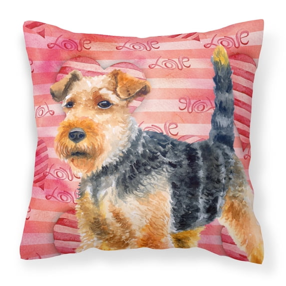 Carolines Treasures BB9787PW1818 Welsh Terrier Love Fabric Decorative Pillow 18H x18W multicolor