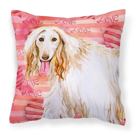 Carolines Treasures BB9789PW1818 Afghan Hound Love Fabric Decorative Pillow 18H x18W multicolor