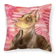 thumbnail image 1 of Carolines Treasures BB9796PW1818 Doberman Pinscher Love Fabric Decorative Pillow  18H x18W multicolor, 1 of 2